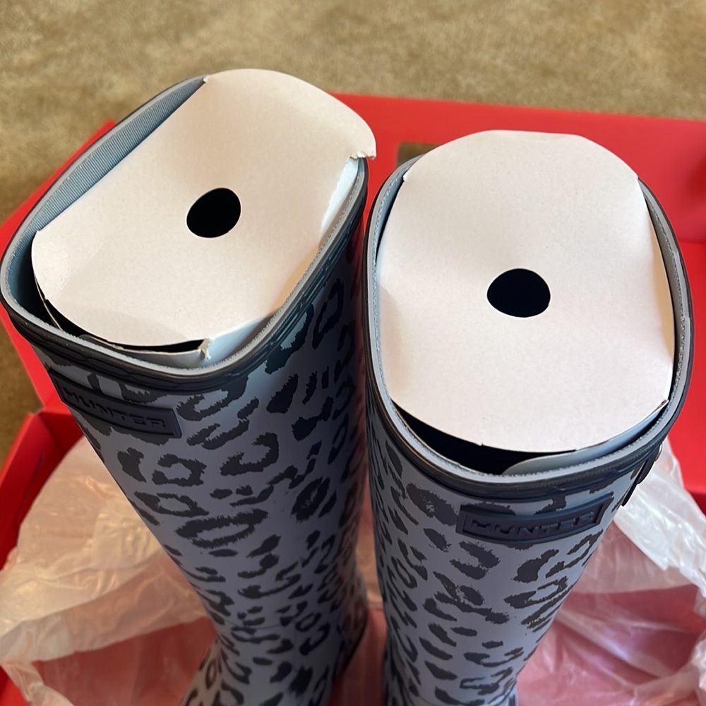 New Hunter Women’s Original Tall Leopard Print Refined Rainboots Size US 6 - Picture 6 of 11